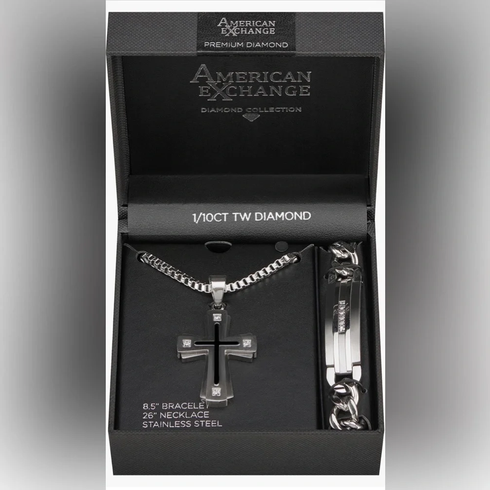AMERICAN EXCHANGE cross necklace & bracelet/2pcs set